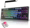 TECWARE Phantom+ Elite 87 Key RGB Mechanical Gaming Keyboard | 3 Mode Wireless Bluetooth 5.0 2.4GHz &amp USB C Wired | Hot Swappable 5 Pin | Double Shot PBT Keycaps | Wraith Pink Switch - Black