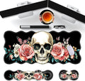 Large Gaming Mouse Pad Keyboard Wrist Rest Pad &amp Wrist Support Mousepad Set Stitched Edge Extended Non-Slip Base Memory Foam Desk Mat for Office HomeFloral Skull