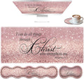 Large Mouse Pad Set Desktop Mouse Pad + Keyboard Wrist Pad + Mouse Wrist Pad + Coaster Ergonomic Memory Foam Multi-Functional Desk Mat - Bible Verse Pink Glitter Phil 4-13