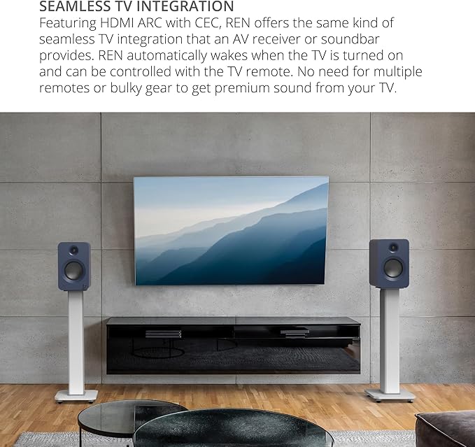 Kanto REN Blue Bluetooth Powered Bookshelf Speakers - Matte Blue Pair SP32PLW 32 Fixed-Height Stands for Bookshelf Speakers - White Pair (2024)