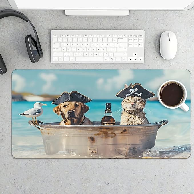 XXL Gaming Mouse Pad Animal Funny Dog Cat XXL Gaming Mouse Pad Large Desk Mat Protector for Desktop Anti-Slip Rubber Extended Computer Keyboard Mat Writing Pad for Work Office 15.7 * 35.4 inB-1762