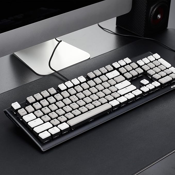 Hexgears GK735 Wired Full Size Mechanical Keyboard Aluminum Housing Built for Gamers w/Kailh Box Brown Switch White Backlit + Surrounded by RGB Light Strip 104 Keys Gaming Keyboard for PC/Mac