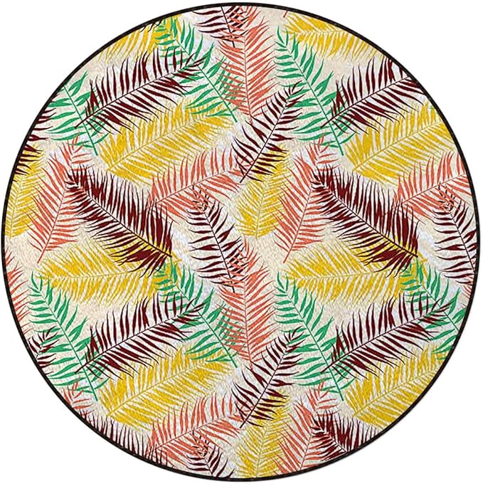Magenta Round Chair CushionFloor mat Hardwood Floor Protection mat for Office and Home Computer Chairs Feathers Boho Pattern Repeating Sixties Diameter 59 in