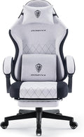 Dowinx Gaming Chair Fabric with Pocket Spring Cushion High Back Ergonomic Computer Chair with Footrest for Adults Massage Lumbar Support Swivel Game Chair for Office Gaming 300LBS Black and Gray