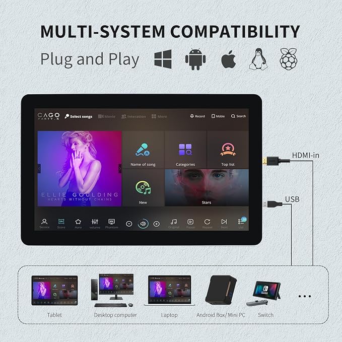 18.5 inch Capacitive Multi-Touch Screen Industrial Monitor 16:9 Display 1920 x 1080P Built-in Speakers VGA DVI &amp HD-MI Monitor for PC POS Small Business Restaurant