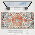 Orange Teal Boho Gaming Mouse Pad Extended 3XL Rug Carpet Bohemian Retro Large Desk Mat Big Mousepad Non-Slip Rubber Base Stitched Edge Long Desk Pad for Desktop Office PC Gamer47.2x23.6 in120x60cm