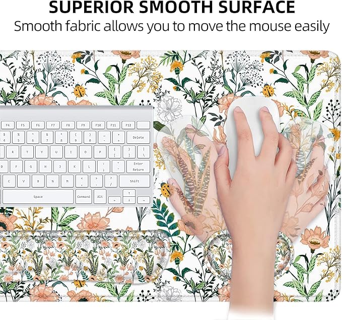 LATEEFAH Desk Mat Mouse Pad with Wrist Rest 4-in-1 Large Mouse Pads for Desk Ergonomic Mouse Pad and Keyboard Wrist Rest Gaming Keyboard Mat for Office Home