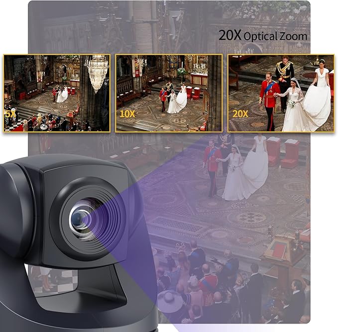 HDMI PTZ Camera 20X USB Video Conference Camera Webcam Live Streaming for Church Worship/Events Services/EducationWorks with ZoomSkypeOBS (4K)