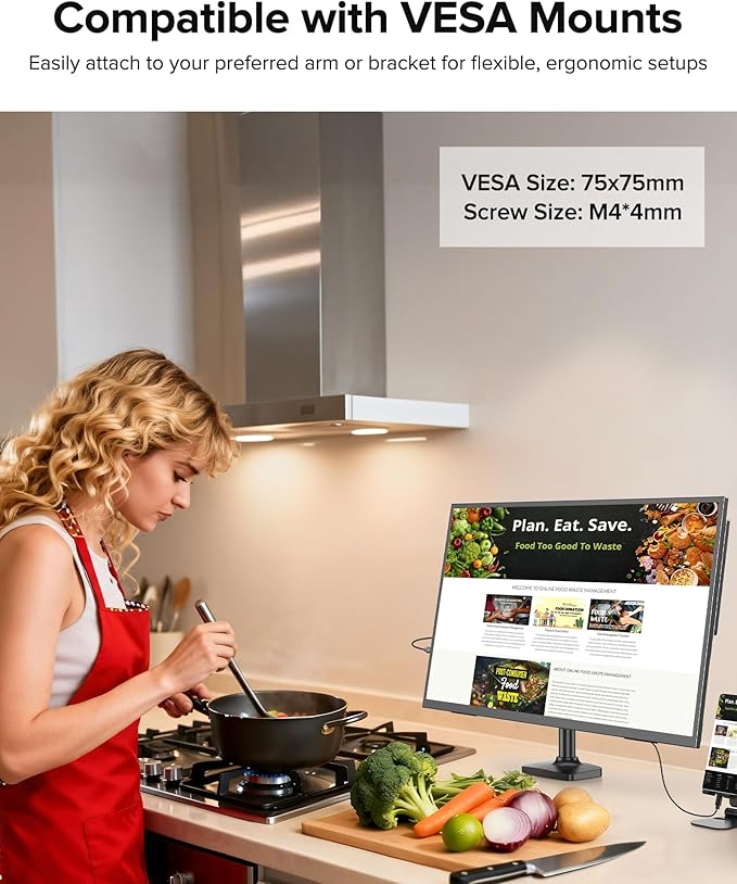 Portable Monitor 4K 23.8 3840x2160 UHD 24 QLED Large Monitor 400 Nits | 100% DCI-P3 | USB-C &amp HDMI | VESA &amp Stand | Second Screen for Computer Mini PC Game Consoles