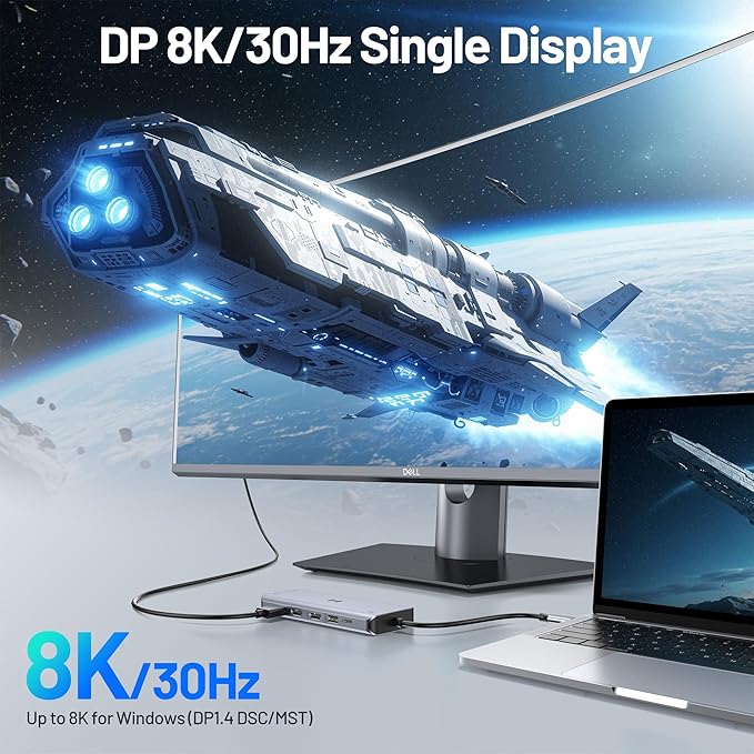 USB C Docking Station 4 Monitors13 in 1 Laptop Docking Station 3 Monitors with Dual HDMI8K DPVGA10Gbps USB A/C Data Transfer PD ChargingUSB C Hub Multiport Adapter for Windows/macOS Laptop