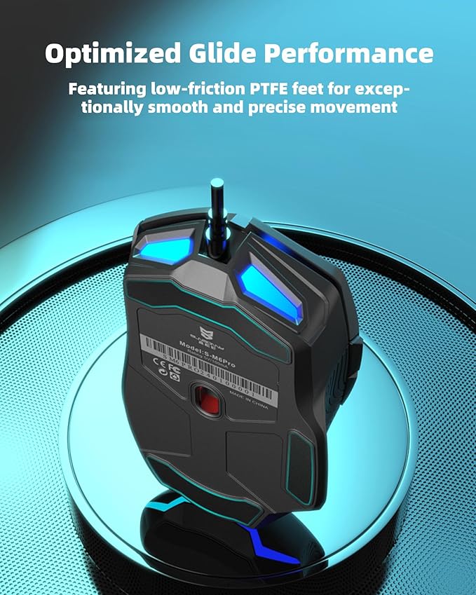 Wired Gaming Mouse Ergonomic Wired Mouse for Laptop RGB Mouse 7200 DPI Optical Sensor Adjustable USB C RGB LED Backlit Gaming Mice with 7 Programmable Buttons Black