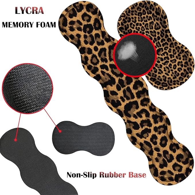 4 in 1 Mouse Pad Combo Large Gaming Mouse Pad + Keyboard Wrist Support + Mouse Wrist Rest + Coaster Table Pad with Stitched Edge Memory Foam Ergonomic Wrist Pad Set Leopard Print