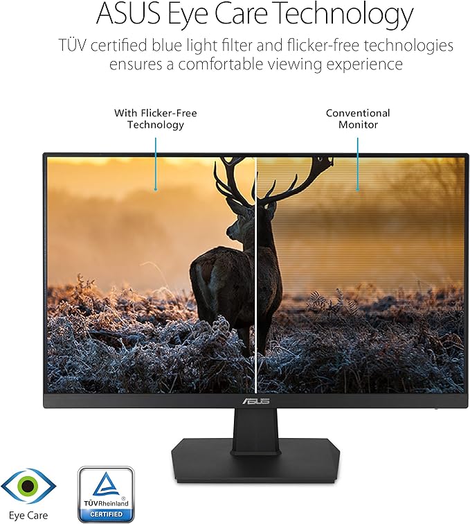 ASUS 27 Inch Desktop Monitor - Full HD (1920 x 1080) IPS 75Hz Adaptive-Sync HDMI D-Sub Frameless - VA27EHE
