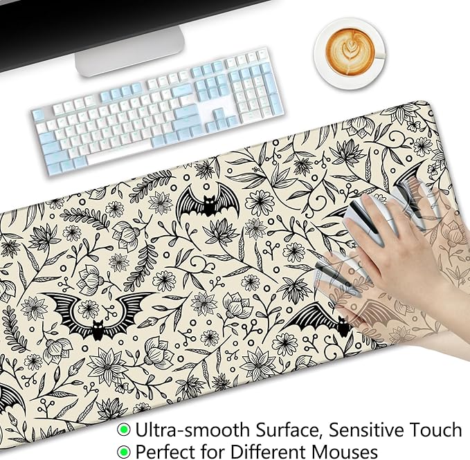 Goth Bat Ergonomic Mouse Pad with Wrist Rest Extra Large Gaming Computer Mousepad