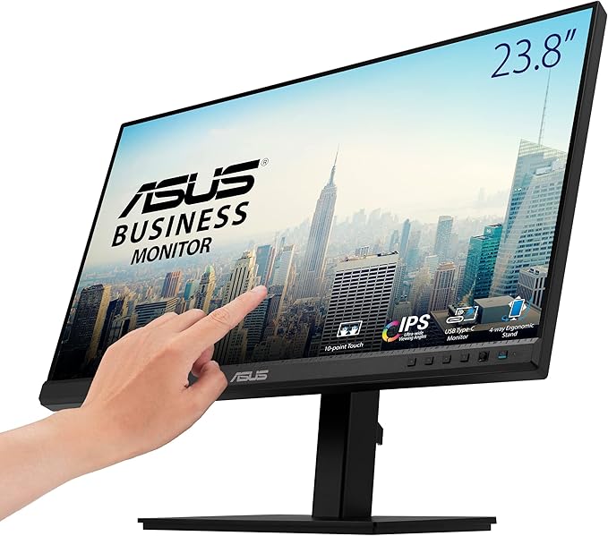 ASUS 24 1080P Multi-Touch Monitor (BE24ECSBT) - Full HD IPS 10-Point Touch IPS Eye Care USB-C with Power Delivery HDMI DisplayPort Daisy Chain Height Adjustable VESA Wall Mountable