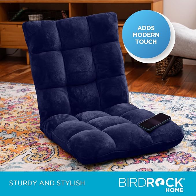 BIRDROCK HOME Adjustable Memory Foam Floor Chair - Ideal for Gaming Reading Meditation - Comfortable and Versatile - Suitable for Kids and Teenagers - Comfy Foldable Floor Seat - Blue