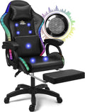 RGB Gaming Chair with Massage Footrest and Dual Speakers Racing Computer Chair with Lumbar Support and Headrest for Adults Teens and Kids Enhance Gaming Experience!