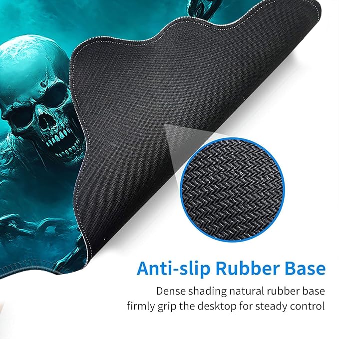 Desk Mat Mouse Pad with Wrist Rest 4-in-1 Large Mouse Pads for Desk Ergonomic Mouse Pad and Keyboard Wrist Rest Gaming Keyboard Mat for OfficeCool Skulls