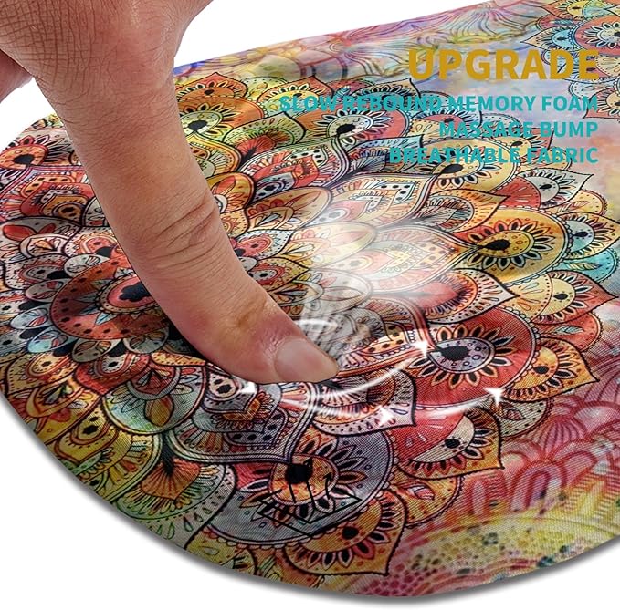 Hokafenle Ergonomic Mouse Pad Wrist Support Wrist Rest Mousepad for Carpal Tunnel Pain Relief with Integrated Memory Foam Slope Massage Bulge (11.8x7.9 inchMandala