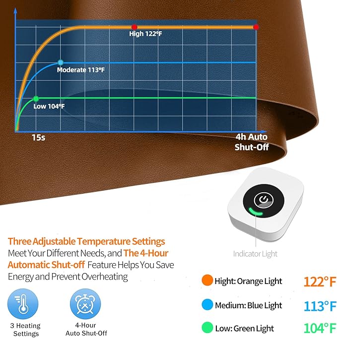 Heated Desk Pad Mouse Pad - Heated Desk Mat - Warm Desk Pad - 3 Levels Heating &amp 4 Hours Auto Shut-Off PU Leather Mouse Pad - 31.5 x 13 inch (Brown)