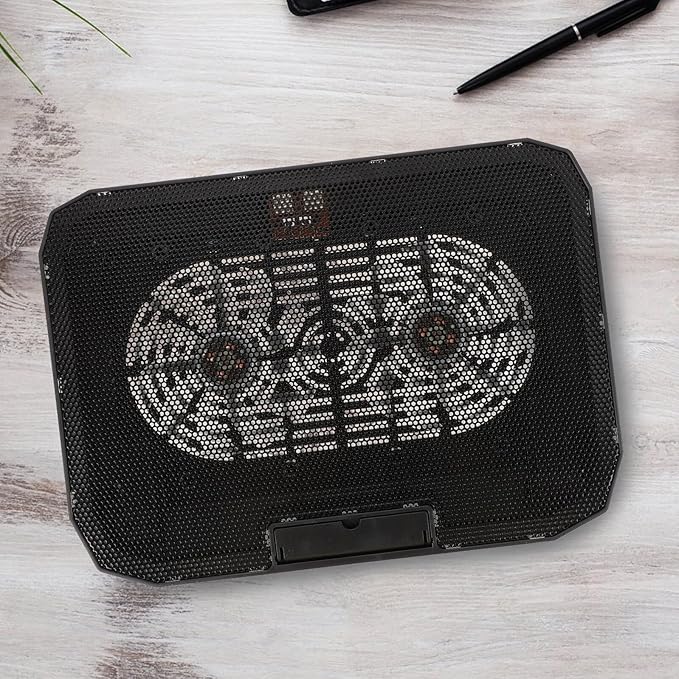 DOITOOL Laptop Cooling Pad Silent Cooling Fan Stand with Enlarged Base for Heat Dissipation Black Desktop Laptop Rack Suitable for Office and Home Use
