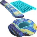 KTRIO Ergonomic Keyboard Wrist Rest Memory Foam Mouse Pad with Wrist Rest for Computer Keyboard Mouse Pad Set for Easy Typing &amp Pain Relief for Office &amp Home Starry Night