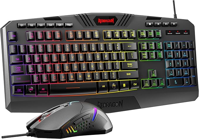 Redragon S101-3 PRO Gaming Keyboard and Mouse RGB Backlit Programmable Keyboard Mouse with Software Independent Macro Record Keys Value Combo Set New Update Version