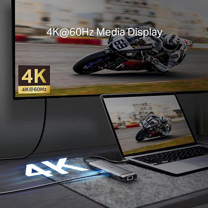 UH9120C 9-in-1 USB Type-C Hub 4K to 60Hz HDMI Ethernet 1Gbps SD and microSD UHS-I 100W AC Adapter 1 USB-C Data Port 3 USB-A Data Ports