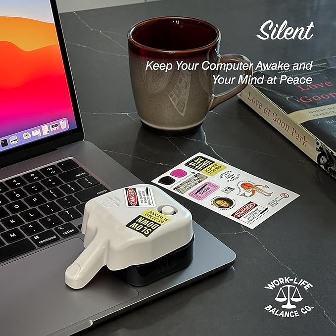 Work-Life Balance Randomized Mouse Trackpad Jiggler - Undetectable Mechanical Moving Device for Laptop Cordless Device Automatic Shaker to Keep Screen Active for WFH Remote Work Essential - Gray