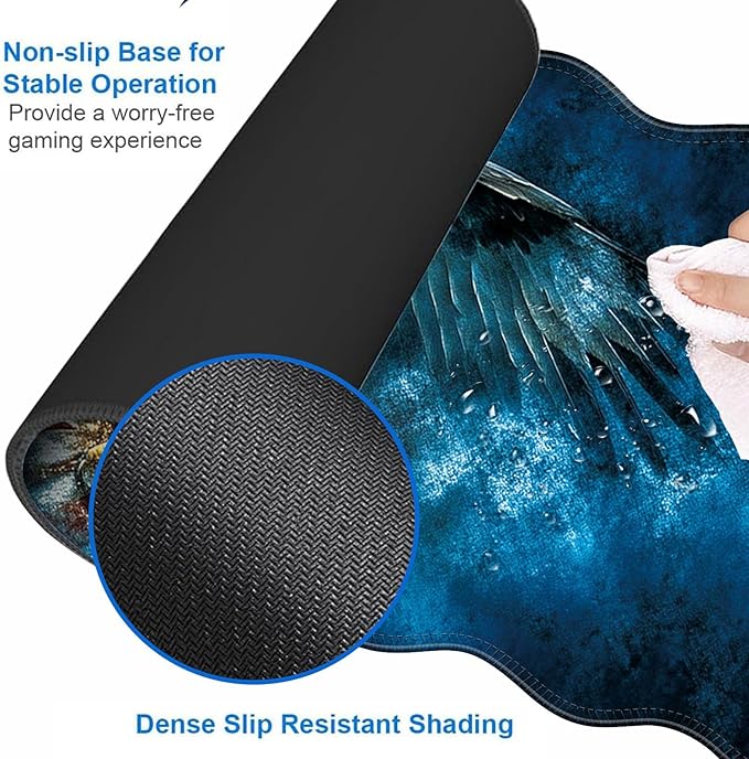 Large Gaming Mouse Pad Keyboard Wrist Rest Pad &amp Wrist Support Mousepad Set Stitched Edge Extended Non-Slip Base Memory Foam Desk Mat for Office HomeAmerican Flag Bald Eagle