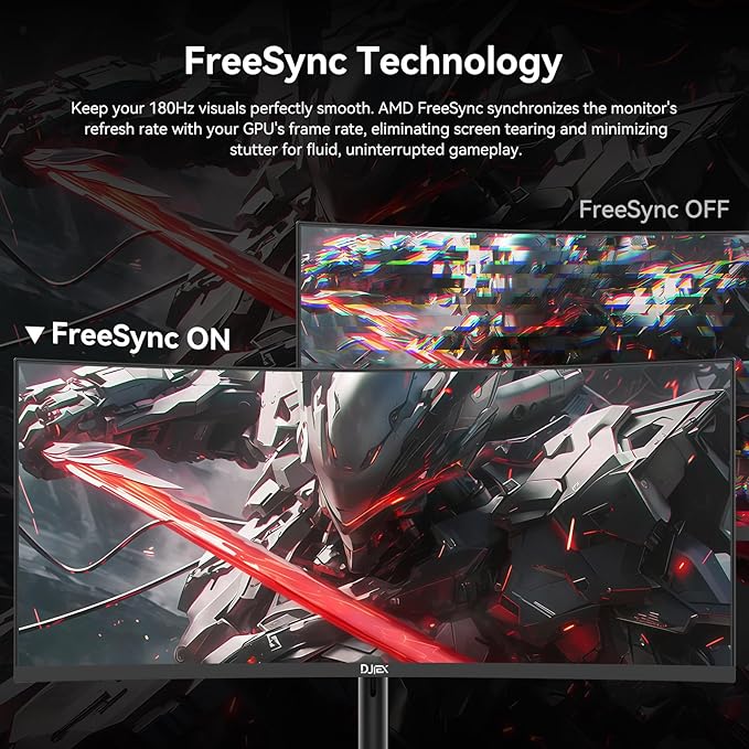 34 Inch Curved Gaming Computer Monitor with 180Hz Refresh Rate WQHD 3440x1440 127% sRGB FreeSync1500R Curvature &amp 178° Viewing Angle Height Adjustable Base for Gaming Business