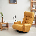 360° Swivel Floor Gaming Chair Yellow Teddy Folding Chaise Lounge Chair Adjustable Comfy Sofa Chair with Armrests Phone Holder &amp Padded Cushion Ideal for Living Room Bedroom