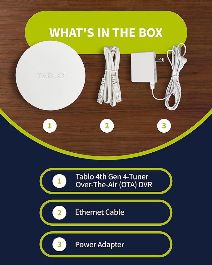 Tablo TV 4th Gen 4-Tuner Over-The-Air (OTA) DVR - Watch Pause &amp Record Live TV News Sports &amp Movies Throughout Your Home Over Wi-Fi - Pairs w/Any TV Antenna - 50+ Hrs Recording - No Subscri