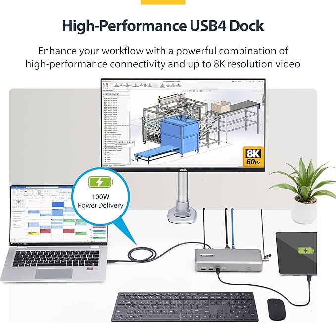 StarTech.com USB-C Docking Station (10-in-1 USB4) Up to 100W Charging for Laptop 40Gbps Data Transfer 2.5Gb Ethernet Single 8K Dual 4K Display 6X USB (Not MacOS Compatible)