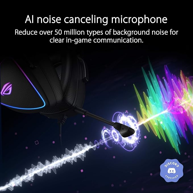 ASUS ROG Delta S Gaming Headset with USB-C | Ai Powered Noise-Canceling Microphone | Over-Ear Headphones for PC Mac Nintendo Switch and Sony Playstation | Ergonomic Design  Black