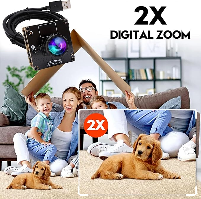 ELP 4K HDMI USB Camera - Wide Angle 2X Digital Zoom H.265 8MP UVC USB2.0 for Laptop &amp Monitor