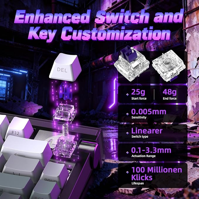 ATTACK SHARK R85 HE 75% Magnetic Wired Gaming Keyboard8KHz Polling Rate Rapid Trigger0.005mm RT Precision256K Scan RateCustom Hot-SwappableWeb Driver PC Keyboard for Gamer/Win/MacBlack Gradient