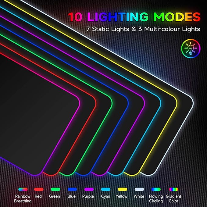 Charging RGB Gaming Mouse Pad - Wireless 15W Mousepad LED Extra Large Mouse Mat 80 * 30cm 10 Light Modes Gaming Room Accessories Computer Keyboard Mat Fast Charging Desk Mat for Gaming Black
