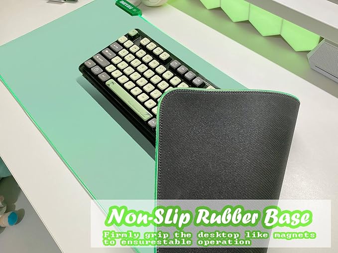 JMIYAV Green RGB Gaming Mouse Pad 31.5x12 Inch PC XL Large Glowing Led Light Up Desk Pad Non-Slip Rubber Base Computer Cute Mousepad Mat Desk Accessories Gaming Setup