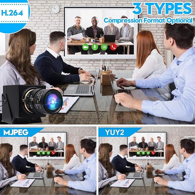 ELP 4K 60fps USB3.0 Webcam - HDMI Output for TV/Monitor - Manual Zoom - High Speed PC Camera for Video Conference - H.264 Variable Focus