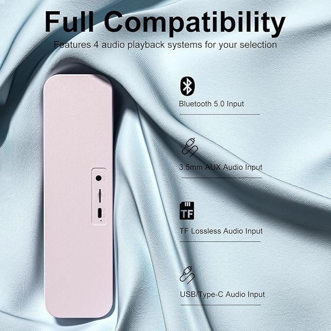 Computer Speaker for DesktopRechargeable PC SpeakerSmall Computer Soundbar with Stereo &amp Bass3.5mm Aux-inBluetoothTF PortLoud Volume for Web ConferencesTeacherMusic (Pink)