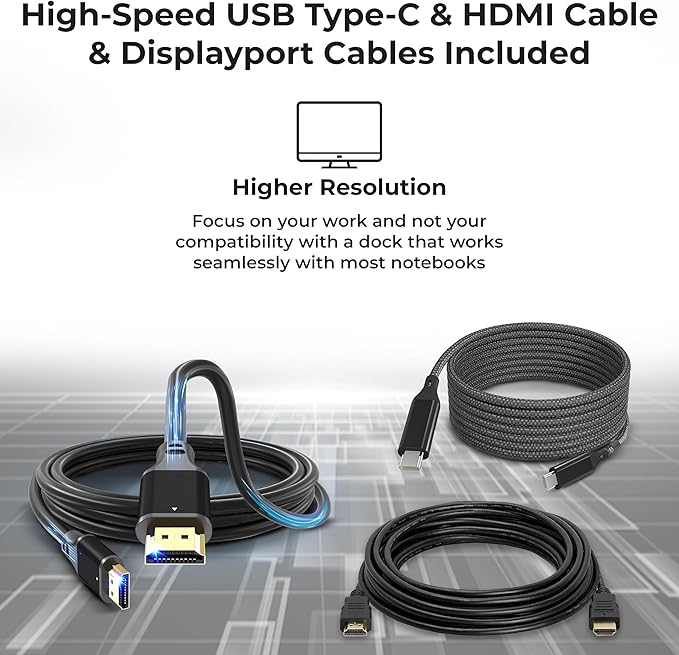 40AF0135US Lenovo Docking Station Dual Monitor Hybrid USB-C with USB-A - 1 Year Warranty Thinkpad Dock w/ 135W Adapter ANYHDD HDMI DisplayPort USB-C Cables Cloth - Lenovo Laptop Docking Station