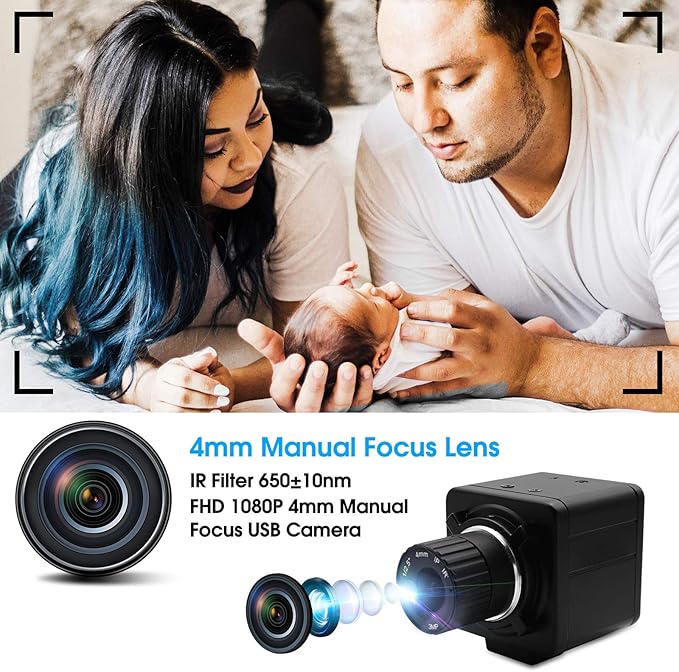 SVPRO 1080P Manual Focus USB Camera 4mm CS Mount Lens High Frame Rate 30fps/60fps/100fps WebcamUSB Plug and Play Computer Camera for WindowsLinuxMac Android