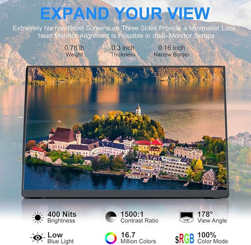 10.5''Portable Monitor for latop 2K FHD 60HZ Laptop Monitor ScreenUSB-C and HDMI Inputs Ultra-Slim IPS Panel with HDR and Premium Smart Cover &amp Speakers for LaptopPCPhonePS4/5SwitchMacXbo