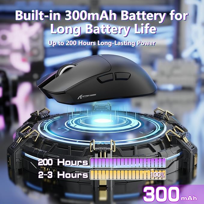 MAMBASNAKE Attack Shark X11SE Lightweight Wireless Gaming Mouse Tri-Mode 2.4G/USB-C Wired/BT 22K DPI PAW3311 Optical Sensor 59g 5 Programmable Buttons 300mAh Battery for PC/Mac(Black)