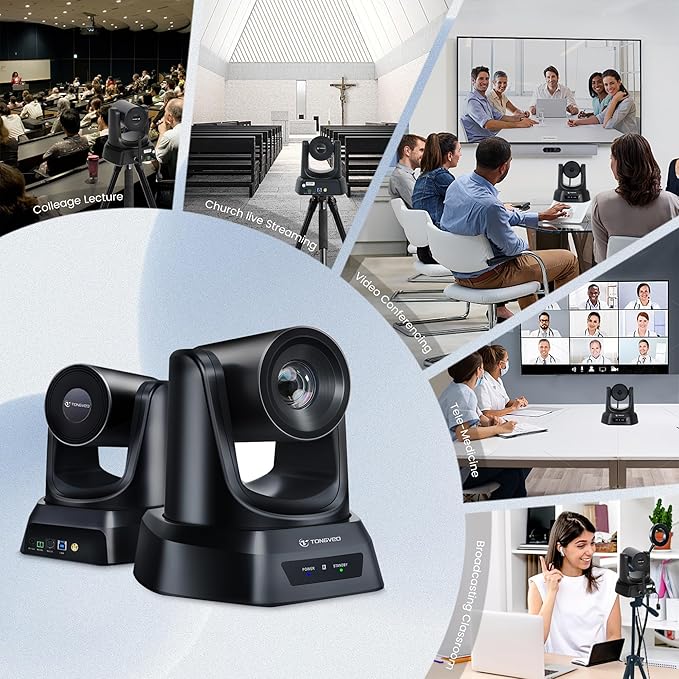 TONGVEO Wireless Conference Room Webcam Church Live Streaming 20X USB 1080P 60fps PTZ Camera for Worship Services Online Conference Works with Zoom Skype OBS Easy to Set Up