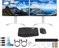 LG 27UP650-W 27 4K UHD IPS Monitor (2-Pack) | 16:9 FreeSync Display with HDR10 &amp VESA DisplayHDR 400 | Photo Editing Design Office &amp Gaming (27UP650-W) + Mouse and Keyboard + Surge Protecto