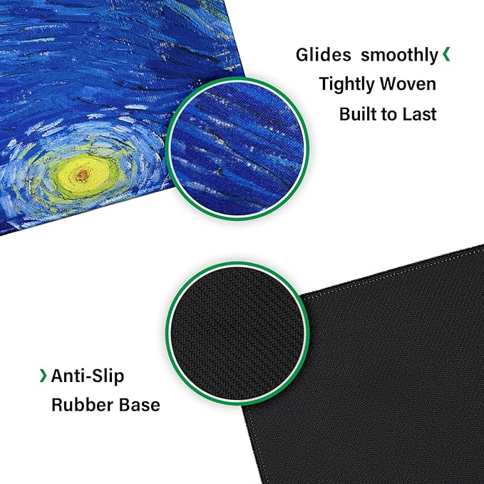 Large Mouse PadExtra Long and Thick Desktop Mouse Pad with Stitched EdgesNon-Slip BaseWaterproof Keyboard Pad for GamersOffice and HomeVan Gogh - Starry Night(35.4x15.7x0.12 Inch90x40cm)