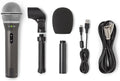 SAMSON Technologies Q2U USB/XLR Dynamic Microphone Recording and Podcasting Pack (Includes Mic Clip Desktop Stand Windscreen and Cables) Silver