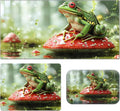 Mushroom Cute Frog Desk Mat - Large Game Mouse Pad + Wrist Rest Ergonomic Anti-Slip Memory Foam for Home Office Gaming (23.611.8in)
